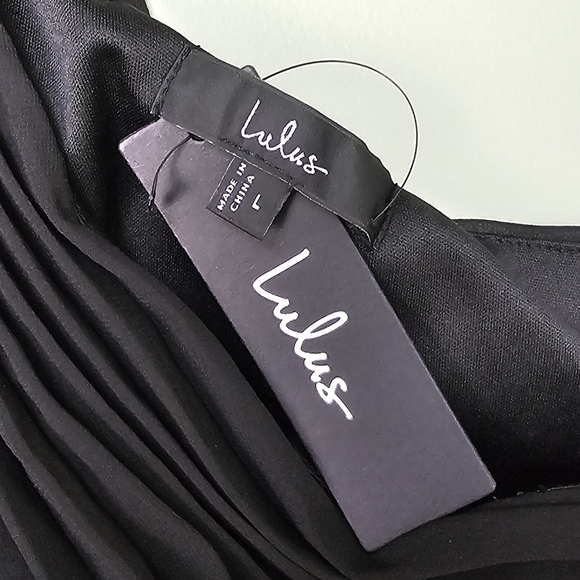 Lulus Women's Divine Charm Black Pleated One-Shoulder Maxi Dress, Size Large - Picture 8 of 8